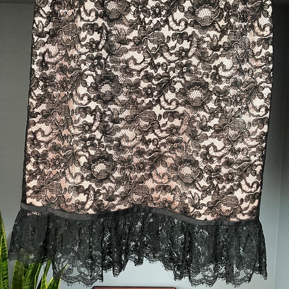 Escada Black Lace Pink Silk Pencil Skirt Coquette Romantic Party Holiday Glam 40 - Picture 3 of 11